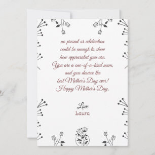 Happy Mother's day simple flower mom & baby photo Holiday Card