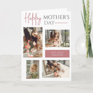 Happy Mothers Day Simple Modern Script 4 Photo Card