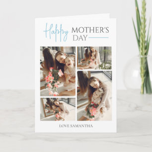 Happy Mothers Day Simple Modern Script 5 Photo Card