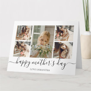 Happy Mothers Day Simple Modern Script 5 Photo Card