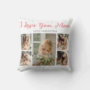 Happy Mothers Day Simple Modern Script 5 Photo Throw Pillow