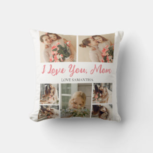Happy Mothers Day Simple Modern Script 7 Photo Throw Pillow