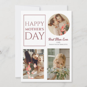 Happy Mothers Day   Simple Modern Script Photo Holiday Card