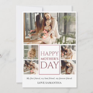 Happy Mothers Day   Simple Modern Script Photo Holiday Card