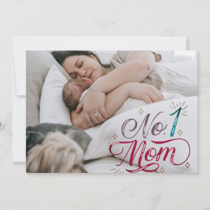 Happy Mother's day simple sweet mom & baby photo Holiday Card