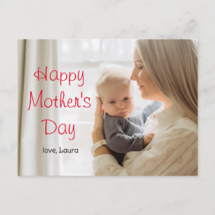 Happy Mother's day simple sweet mom & baby photo Holiday Postcard