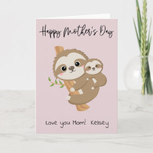 Happy Mother's Day Sloth Customized Card