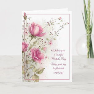 Happy Mother's Day Soft Feminine Pink Rose Card