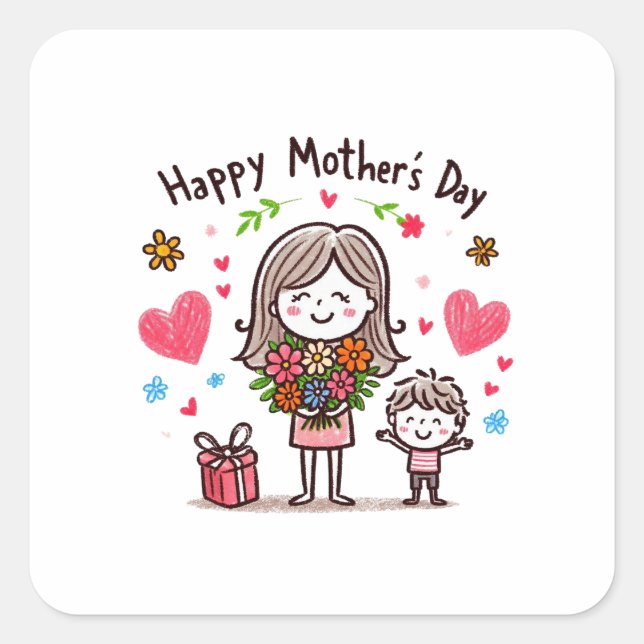 Happy Mother's Day Square Sticker (Front)