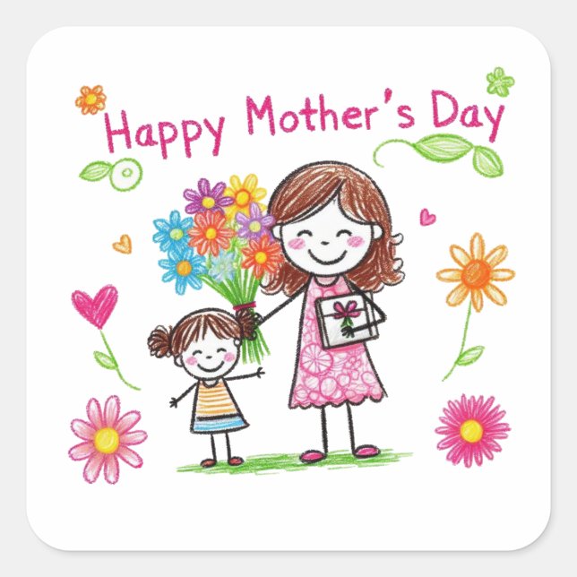 Happy Mother's Day Square Sticker (Front)