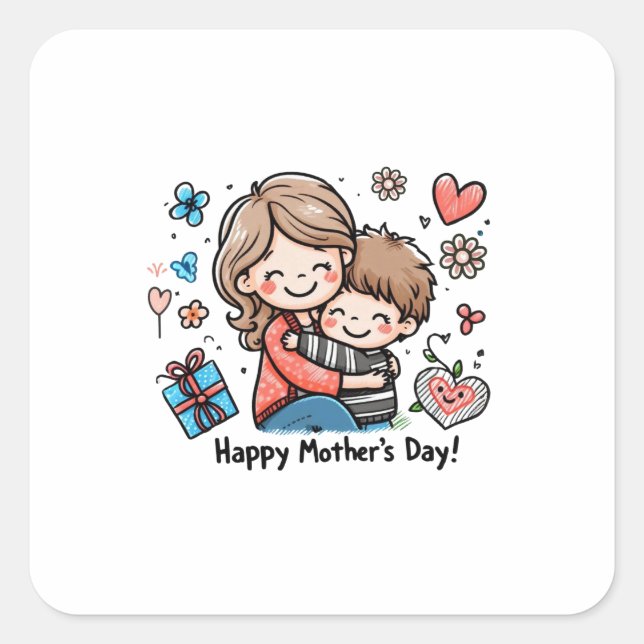 Happy Mother's Day Square Sticker (Front)