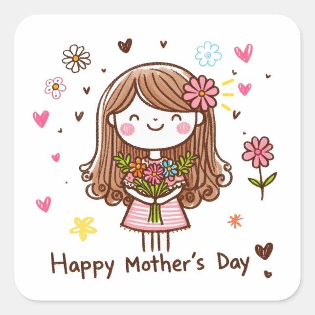 Happy Mother's Day Square Sticker (Front)