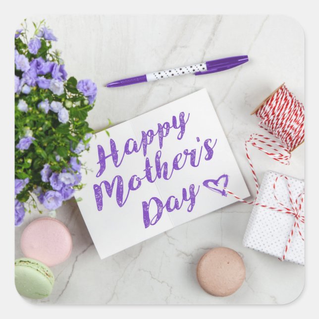 HAPPY MOTHER'S DAY  SQUARE STICKER (Front)