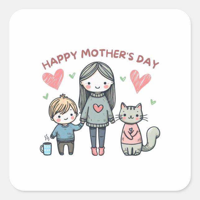 Happy Mother's Day Square Sticker (Front)