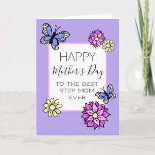 Happy Mother's Day Step Mom Floral Butterfly Card