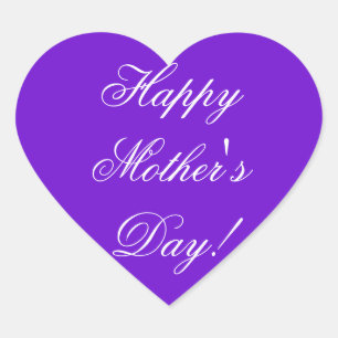 Happy Mother's Day! Sticker Purple White Heart