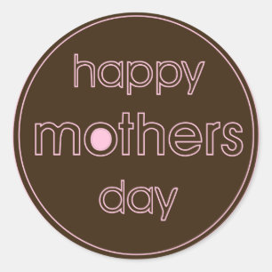 Happy Mother's Day Stickers - Brown & Pink Design