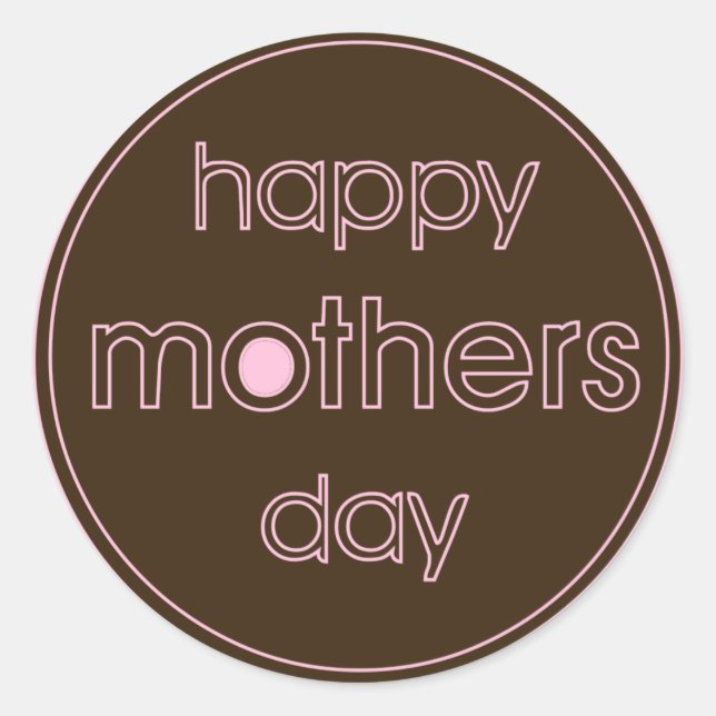 Happy Mother's Day Stickers - Brown & Pink Design (Front)