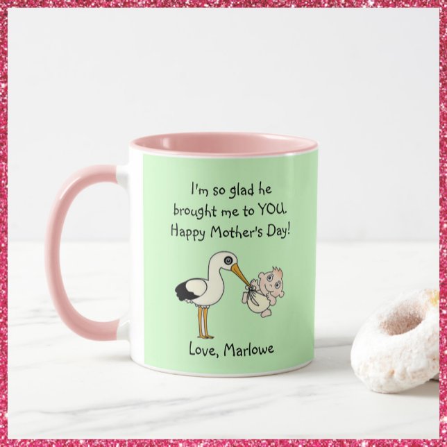 Happy Mother's Day Stork and Baby Mug (Bookmark my store! https://www.zazzle.com/store/capricepetit)