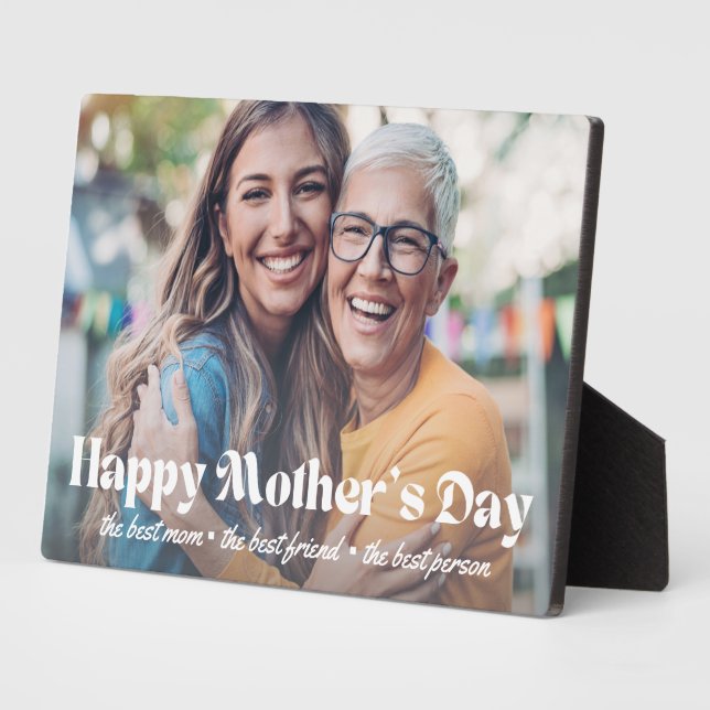 happy mothers day stylish typography photo  plaque (Side)