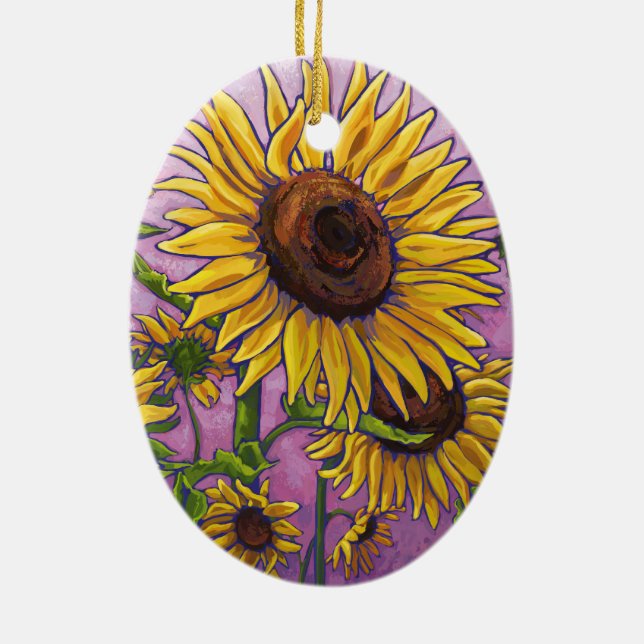 Happy Mother's Day sunflowers Ceramic Ornament (Back)