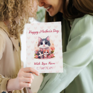 Happy Mother's Day Sweet Pastel Cat Holiday Card