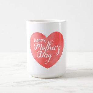 Happy mother's day text, pink heart mom coffee mug