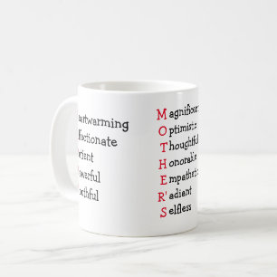 Happy Mother's Day text with adjectives Coffee Mug