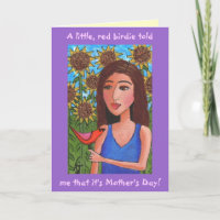 Happy Mother's Day & the little, red birdie - card