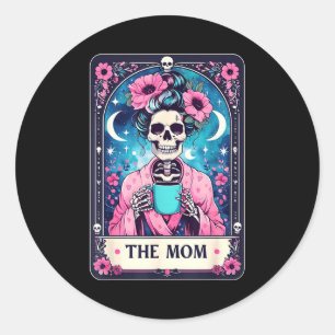 Happy mother's day the mom tarot card skeleton mam classic round sticker