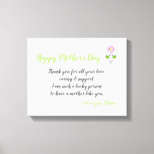 Happy Mother's Day to Mom with Love Message Canvas Print