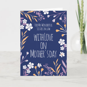 Happy Mothers Day To Sister in Law Blue White Card
