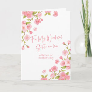 Happy Mothers Day To Sister in Law Pink Floral Card