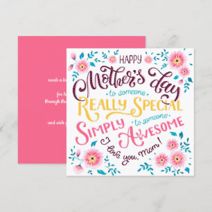 Happy Mother's Day   to Special and Awesome Mom Holiday Card
