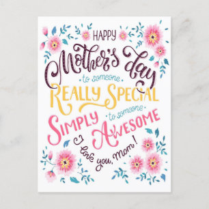 Happy Mother's Day   to Special and Awesome Mom Holiday Postcard