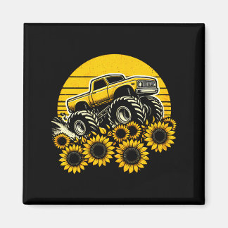 Happy mother's day toddler sunflower monster truck magnet