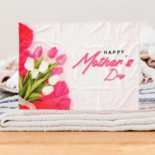Happy Mother's Day, Tulip Flower Fleece Blanket