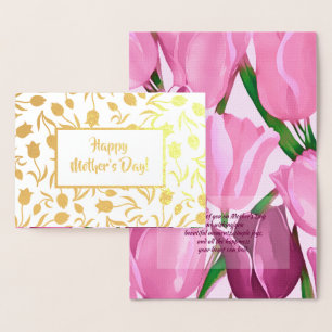 Happy Mother's Day. Tulip Painting Luxury Foil Card