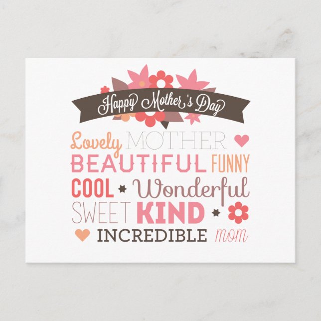 Happy Mother's day typography design Postcard (Front)