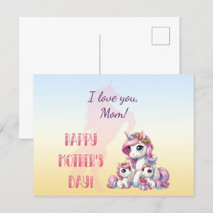 "Happy Mother's Day!" Unicorn-Themed Postcard