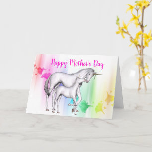 Happy Mother's Day   Unicorn with her Baby Card