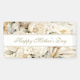 Happy Mother's Day Vanilla cream Floral script Banner