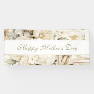 Happy Mother's Day Vanilla cream Floral script Banner