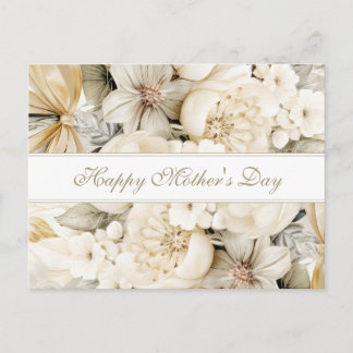 Happy Mother's Day Vanilla cream Floral script Postcard