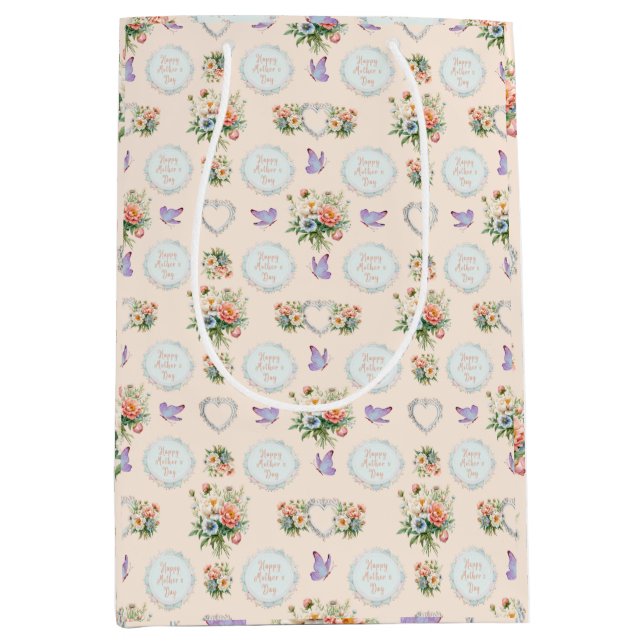 Happy Mother's Day Vanilla Cream Medium Gift Bag (Front)