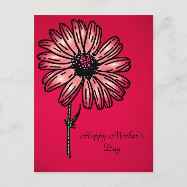 Happy Mother's Day vintage daisy flower postcard (Front)