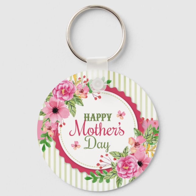 Happy mother's day vintage flower bouquet frame keychain (Front)