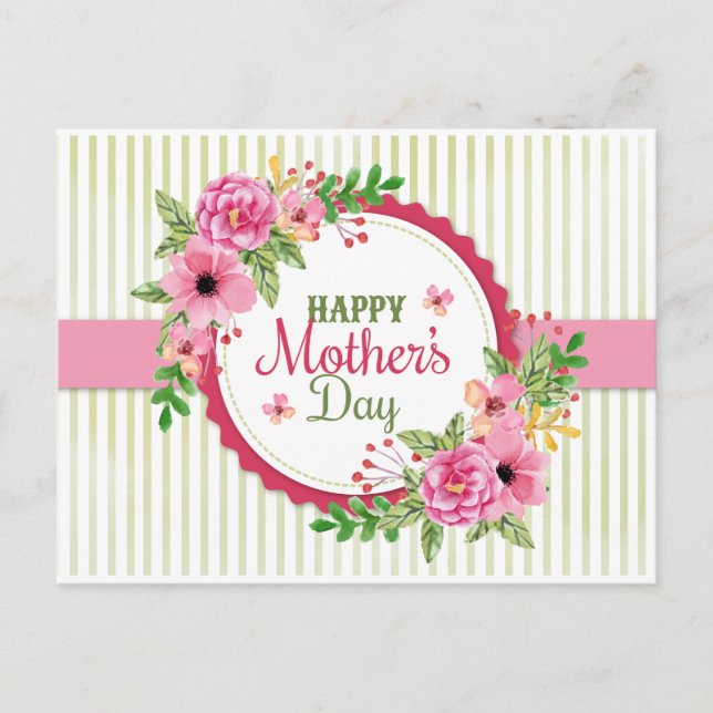 Happy mother's day vintage flower bouquet frame postcard (Front)