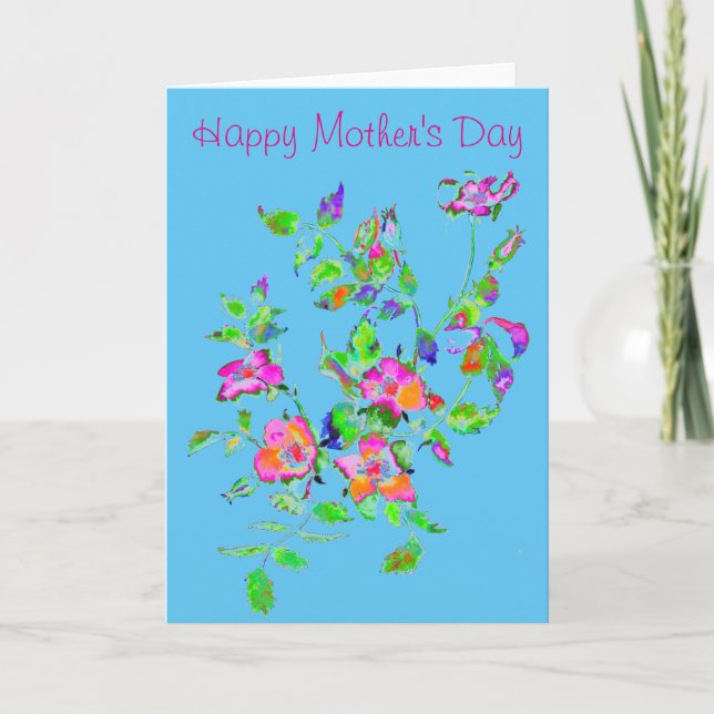 Happy Mother's Day - Vintage Pink Rose Card (Front)