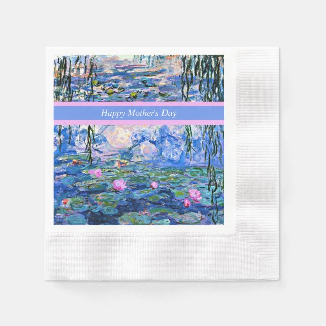Happy Mother's Day, Water Lilies painting,  Napkin (Front)
